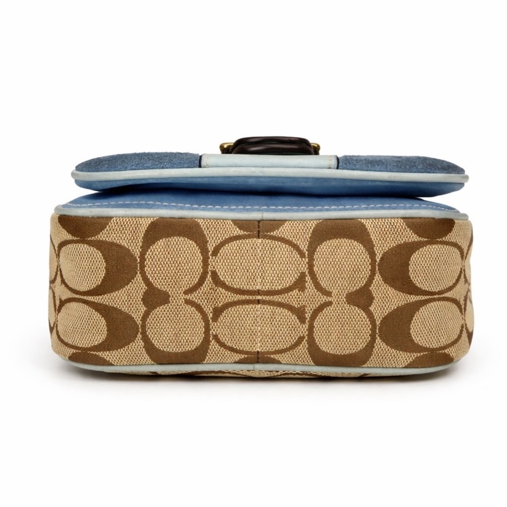 Coach 7062 Y2K Blue Suede & Signature Canvas Crossbody Rare Colorblock EUC - Picture 6 of 11